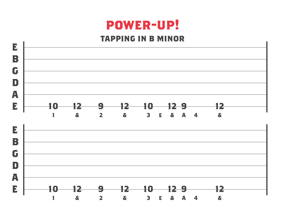 tapping in b minor - guitar tablature example